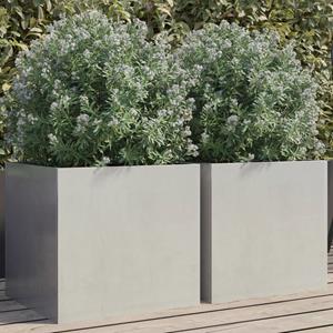 VidaXL Plantenbakken 2 st 42x40x39 cm roestvrij staal zilverkleurig
