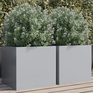 VidaXL Plantenbakken 2 st 42x40x39 cm gegalvaniseerd staal zilverkleur