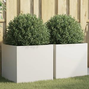 VidaXL Plantenbakken 2 st 49x47x46 cm koudgewalst staal wit