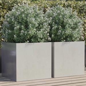 VidaXL Plantenbakken 2 st 49x47x46 cm roestvrij staal zilverkleurig