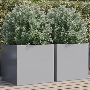 VidaXL Plantenbakken 2 st 49x47x46 cm gegalvaniseerd staal zilverkleur