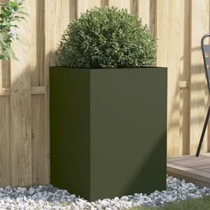 VidaXL Plantenbak 52x48x75 cm koudgewalst staal olijfgroen