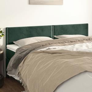 VidaXL Hoofdborden 2 st 100x5x78/88 cm fluweel donkergroen