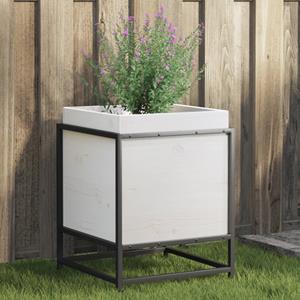 VidaXL Plantenbak 40x40x50 cm massief grenenhout wit