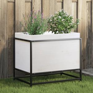 VidaXL Plantenbak 60x40x50 cm massief grenenhout wit
