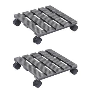 VidaXL Plantentrolleys 2 st 30x30x7,5 cm HKC grijs