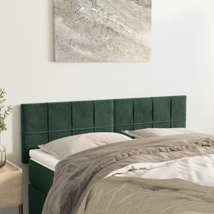 VidaXL Hoofdborden 2 st 72x5x78/88 cm fluweel donkergroen
