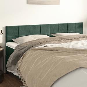 VidaXL Hoofdborden 2 st 80x5x78/88 cm fluweel donkergroen