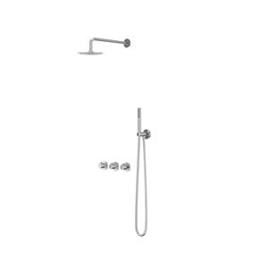 IVY Pact Regendoucheset 4 inbouw symmetry met 2 stopkranen, 15cm plafondbuis, 20cm slim hoofddouche, houder met uitlaat, doucheslang 150cm, staafmodel handdouche Chroom