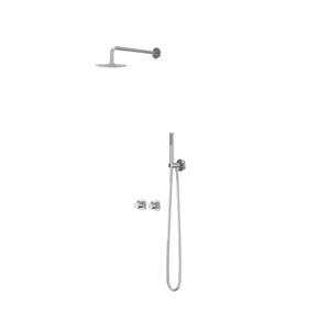 IVY Pact Regendoucheset 3 inbouw symmetry met 2-weg stop-omstel, 15cm plafondbuis, 25cm medium hoofddouche, houder met uitlaat, doucheslang 150cm, 3-standen handdouche Chroom