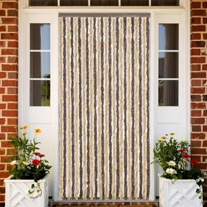 VidaXL Vliegengordijn 100x220 cm chenille donkerbruin en beige