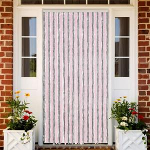 VidaXL Vliegengordijn 118x220 cm chenille zilvergrijs en roze