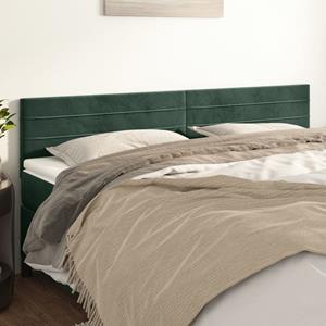VidaXL Hoofdborden 2 st 100x5x78/88 cm fluweel donkergroen
