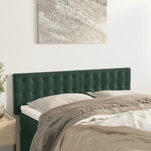 VidaXL Hoofdborden 2 st 72x5x78/88 cm fluweel donkergroen