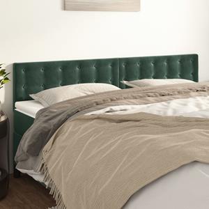 VidaXL Hoofdborden 2 st 90x5x78/88 cm fluweel donkergroen