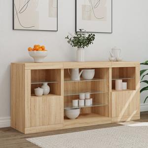 vidaXL Dressoir met LED-verlichting 142,5x37x67 cm sonoma eikenkleurig