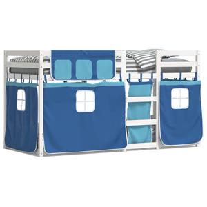 VidaXL Stapelbed met gordijnen 80x200 cm massief grenenhout blauw
