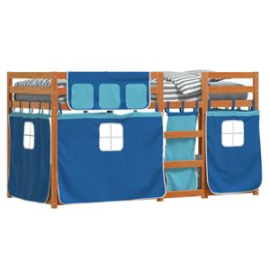 VidaXL Stapelbed met gordijnen 80x200 cm massief grenenhout blauw
