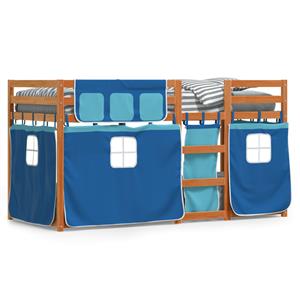 VidaXL Stapelbed met gordijnen 90x200 cm massief grenenhout blauw