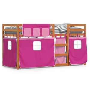 VidaXL Stapelbed met gordijnen 90x190 cm grenenhout roze