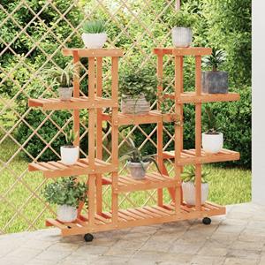 VidaXL Plantenstandaard met wielen 110x25x115 cm massief vurenhout