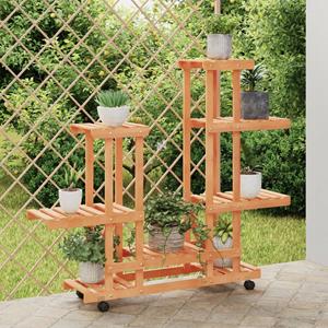VidaXL Plantenstandaard met wielen 95x25x101 cm massief vurenhout