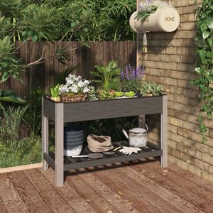 VidaXL Plantenbak verhoogd met schap 120x50x75 cm HKC grijs