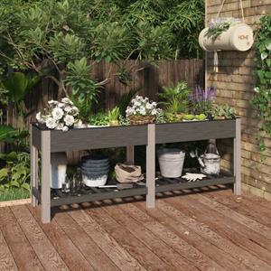 VidaXL Plantenbak verhoogd met schap 200x50x75 cm HKC grijs