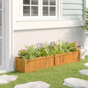 VidaXL Plantenbak verhoogd 150x30x25 cm massief teakhout
