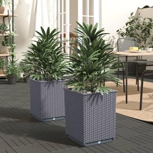 VidaXL Plantenbakken 2 st 30x30x37 cm polypropeen donkergrijs