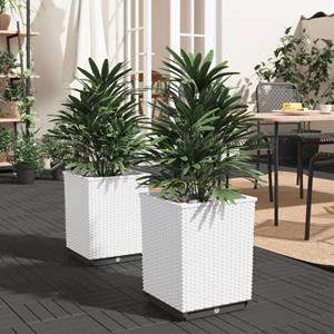 VidaXL Plantenbakken 2 st 30x30x37 cm polypropeen wit