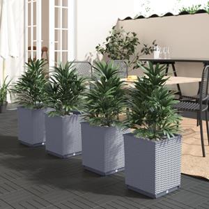 VidaXL Plantenbakken 4 st 30x30x37 cm polypropeen donkergrijs