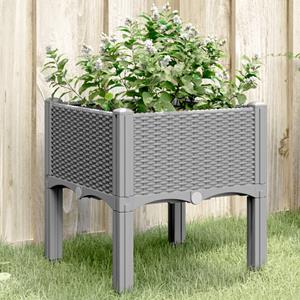 VidaXL Plantenbak met poten 40x40x42 cm polypropeen lichtgrijs