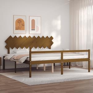 VidaXL Seniorenbed met hoofdbord massief hout honingbruin 200x200 cm