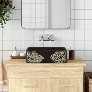 VidaXL Opzetwasbak rechthoekig 46x35,5x13 cm keramiek zwart