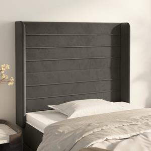 VidaXL Hoofdbord met randen 93x16x118/128 cm fluweel donkergrijs