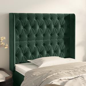 VidaXL Hoofdbord met randen 103x16x118/128 cm fluweel donkergroen