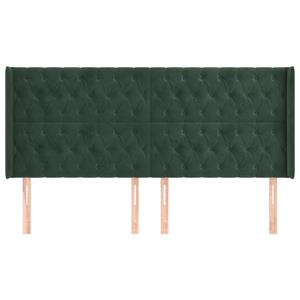 vidaXL Hoofdbord met randen 203x16x118/128 cm fluweel donkergroen