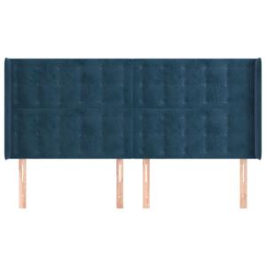 vidaXL Hoofdbord met randen 163x16x118/128 cm fluweel donkerblauw
