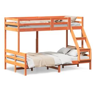 VidaXL Stapelbed massief grenenhout wasbruin 90x200/120x200 cm