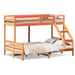 VidaXL Stapelbed massief grenenhout wasbruin 90x200/140x200 cm