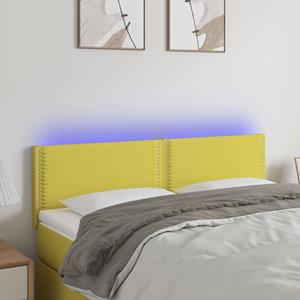VidaXL Hoofdbord LED 144x5x78/88 cm stof groen
