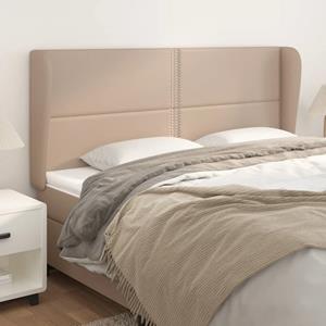 VidaXL Hoofdbord met randen 203x23x118/128cm kunstleer cappuccinokleur