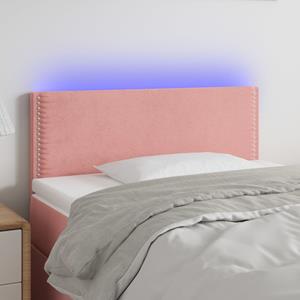 VidaXL Hoofdbord LED 100x5x78/88 cm fluweel roze