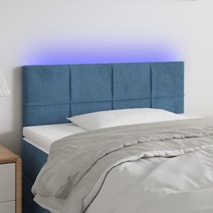 VidaXL Hoofdbord LED 90x5x78/88 cm fluweel donkerblauw