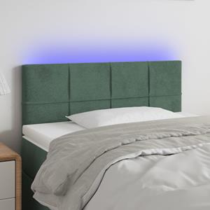 VidaXL Hoofdbord LED 100x5x78/88 cm fluweel donkergroen