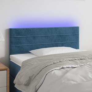 VidaXL Hoofdbord LED 100x5x78/88 cm fluweel donkerblauw