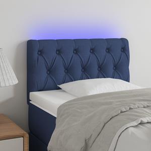 VidaXL Hoofdbord LED 80x7x78/88 cm stof blauw