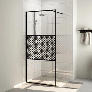 VidaXL Inloopdouchewand 115x195 cm ESG-glas transparant en zwart