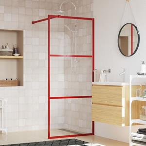 VidaXL Inloopdouchewand transparant 80x195 cm ESG-glas rood 8720845941833
